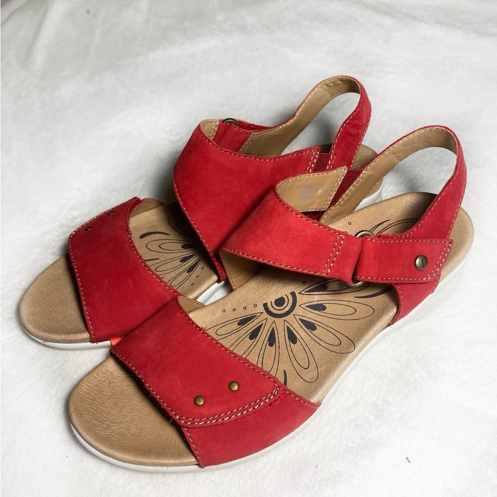 Earth Red Sandals Comfortable Crossover Design Sz‎ 8.5